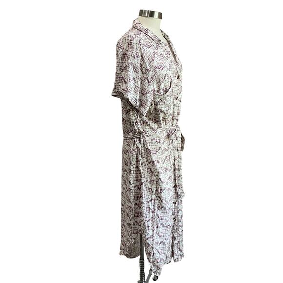 Sonoma Geometric Print Button Front Midi Shirt Dress Belted Casual XXL - Picture 4 of 14